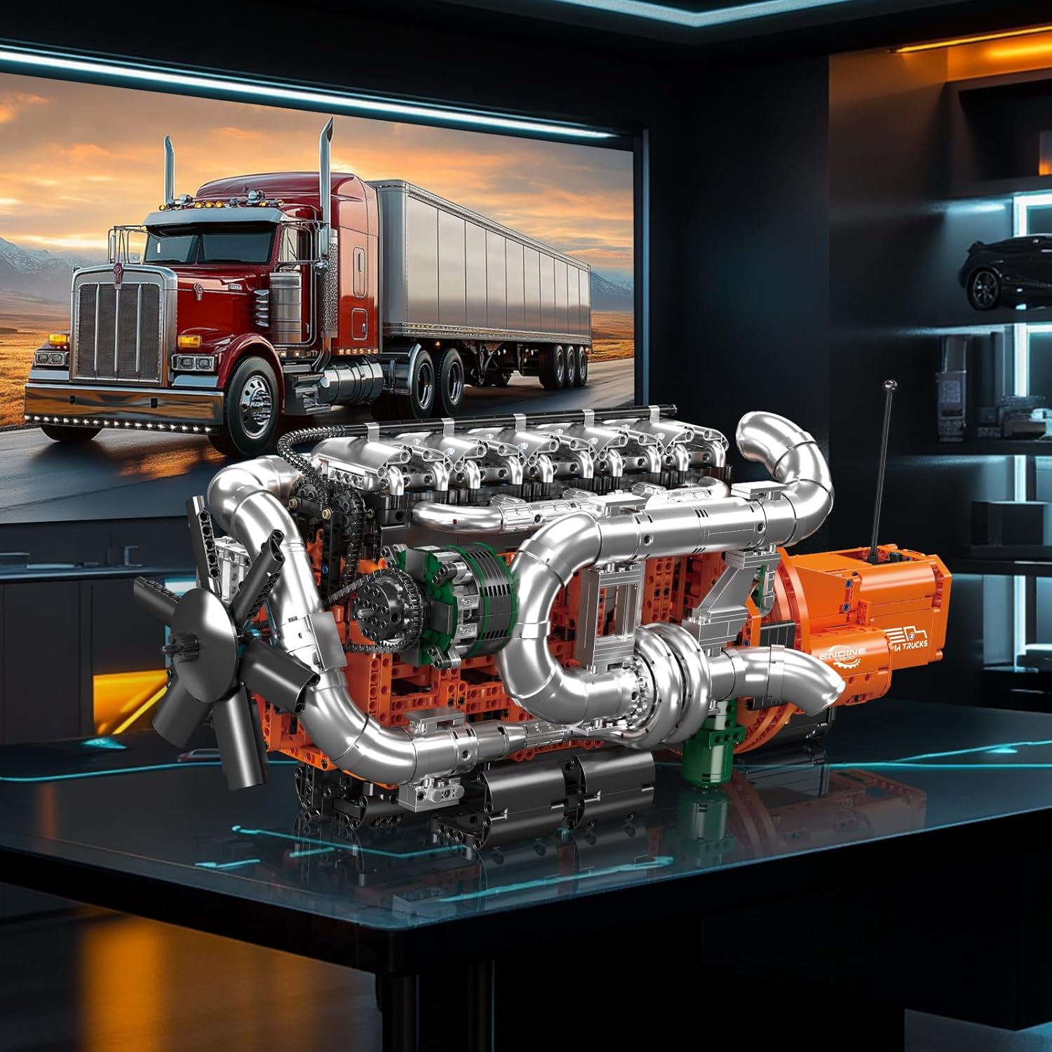 Mould King 10200 MOC Scania-LKW Engine-Getriebe Set Technik Ferngesteuert Motor Klemmbausteine, 3236 Teile