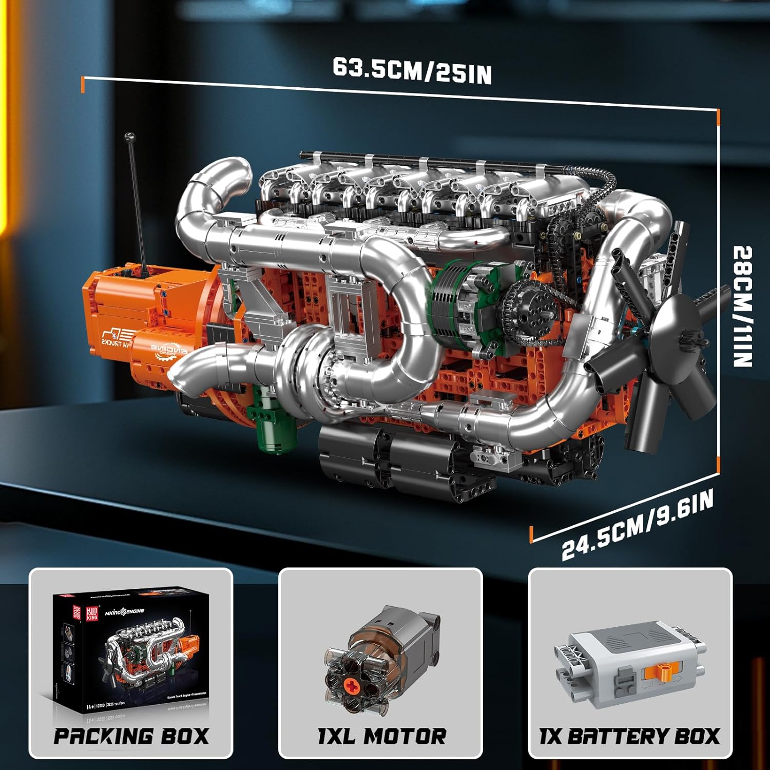 Mould King 10200 MOC Scania-LKW Engine-Getriebe Set Technik Ferngesteuert Motor Klemmbausteine, 3236 Teile