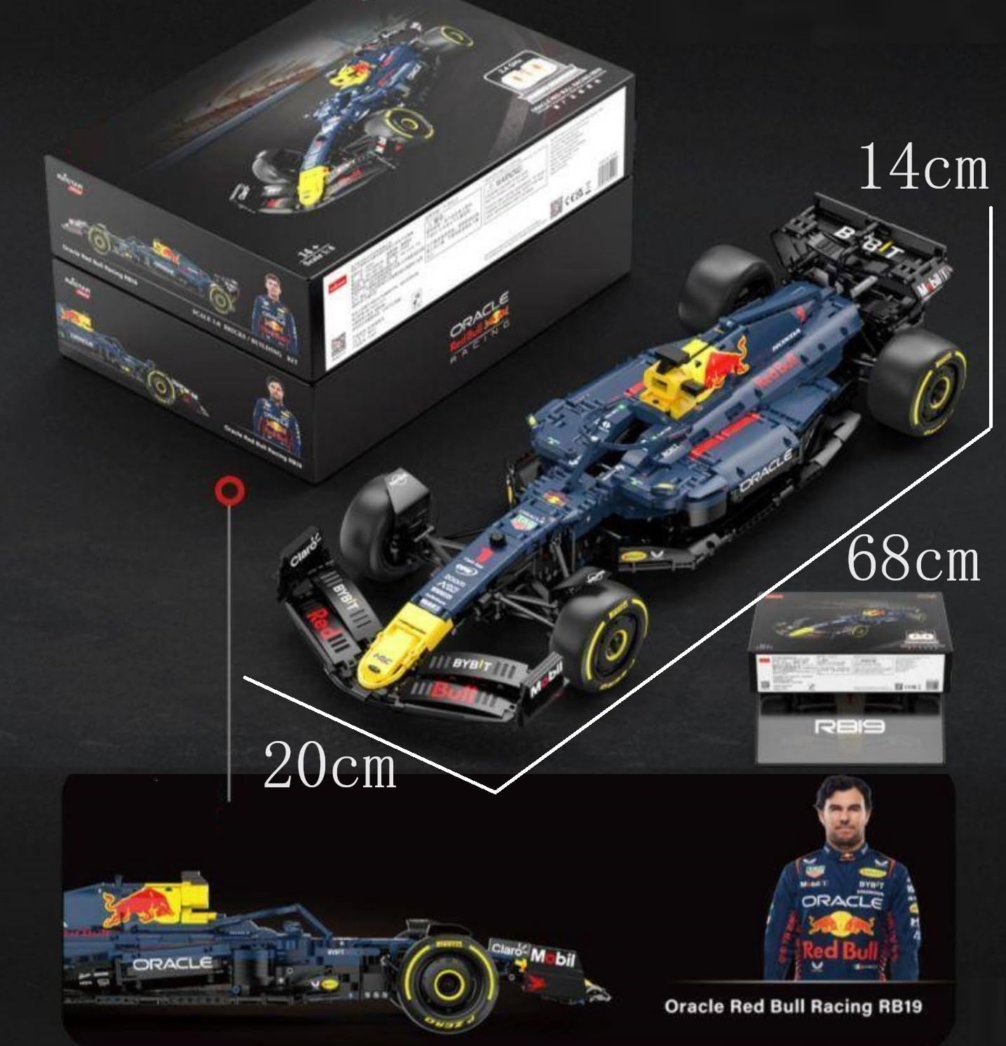 Technik F1 Auto für Red Bull RB19, Mit Motoren Set, 1:8 Groß Formel 1 Auto Modellbausatz, 2509 Teile Klemmbausteine Auto MOC Set, Kompatibel mit Red Bull Technic F1 Auto