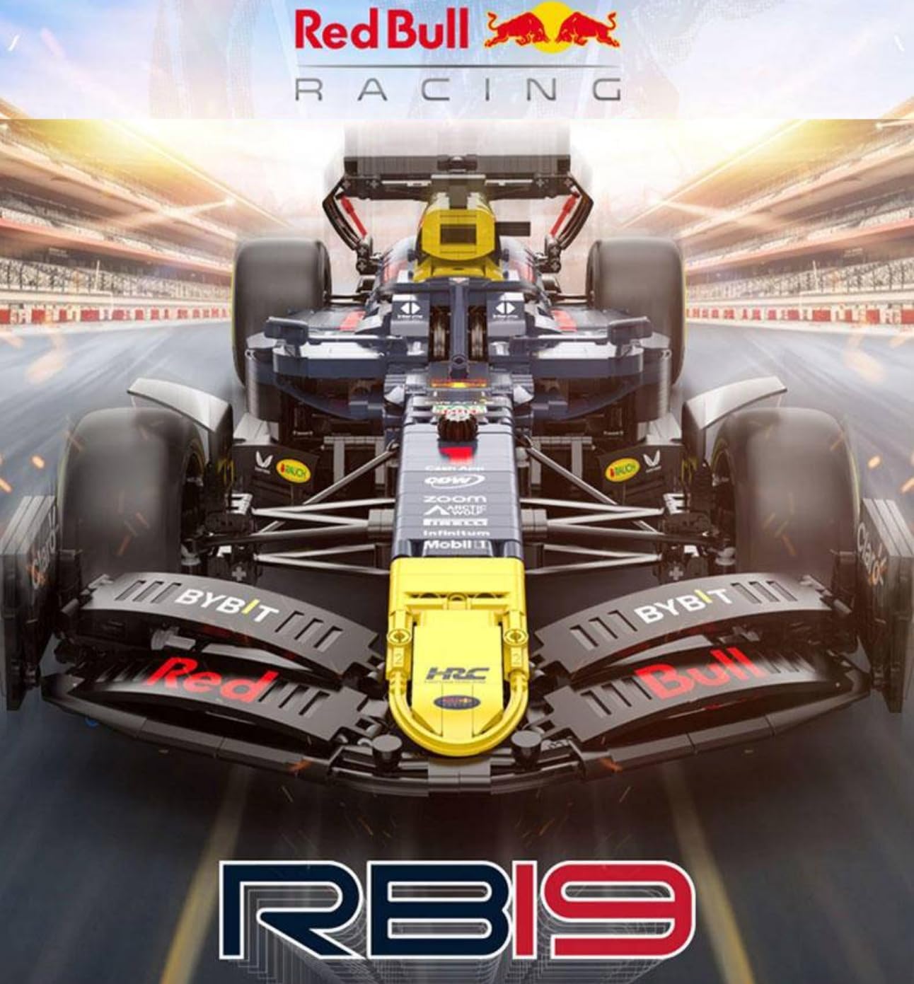 Technik F1 Auto für Red Bull RB19, Mit Motoren Set, 1:8 Groß Formel 1 Auto Modellbausatz, 2509 Teile Klemmbausteine Auto MOC Set, Kompatibel mit Red Bull Technic F1 Auto