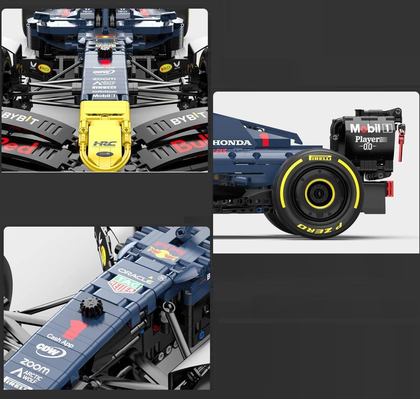 Technik F1 Auto für Red Bull RB19, Mit Motoren Set, 1:8 Groß Formel 1 Auto Modellbausatz, 2509 Teile Klemmbausteine Auto MOC Set, Kompatibel mit Red Bull Technic F1 Auto