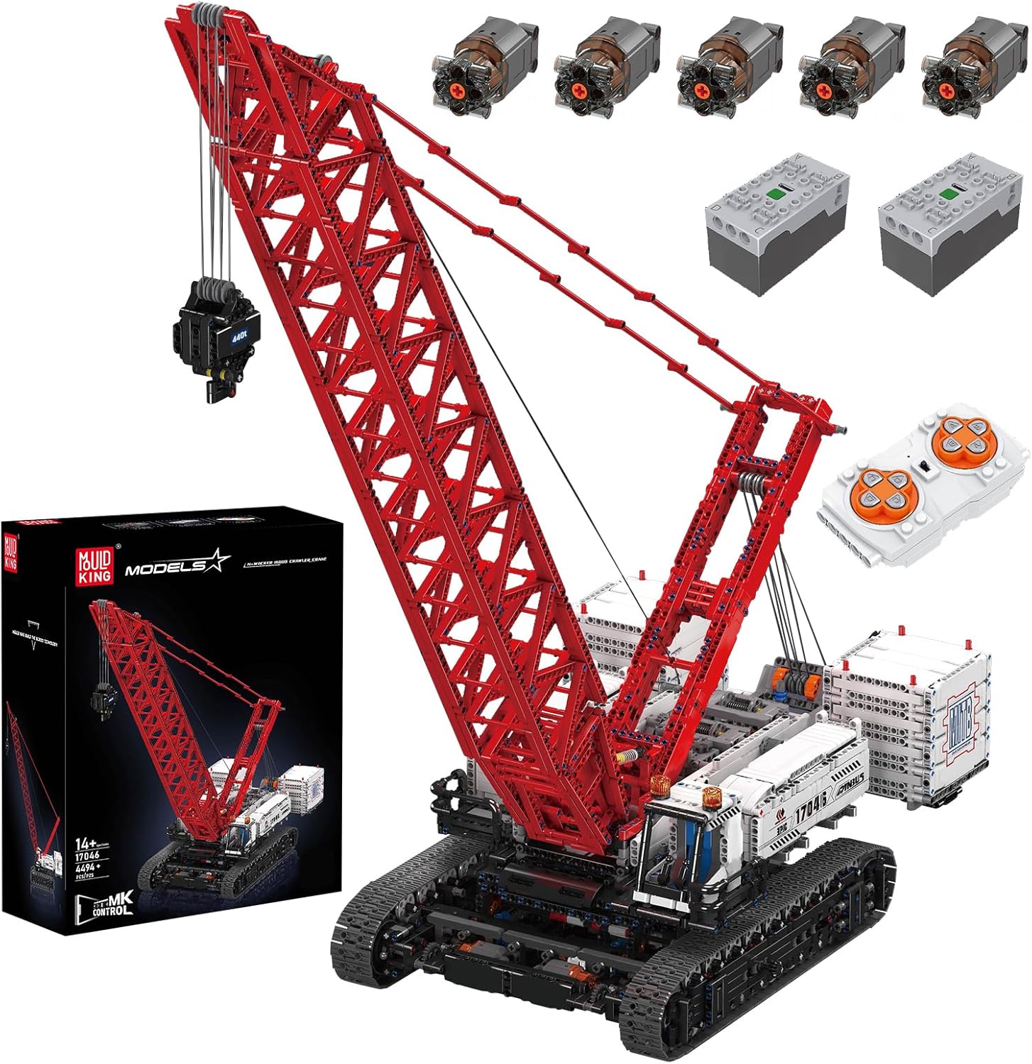 Technik Wacker 16000 RaupenKran, Ferngesteuertes Baufahrzeug-Modell mit Control+ App, Bagger Modellbausatz für Erwachsene (4494 Teile)