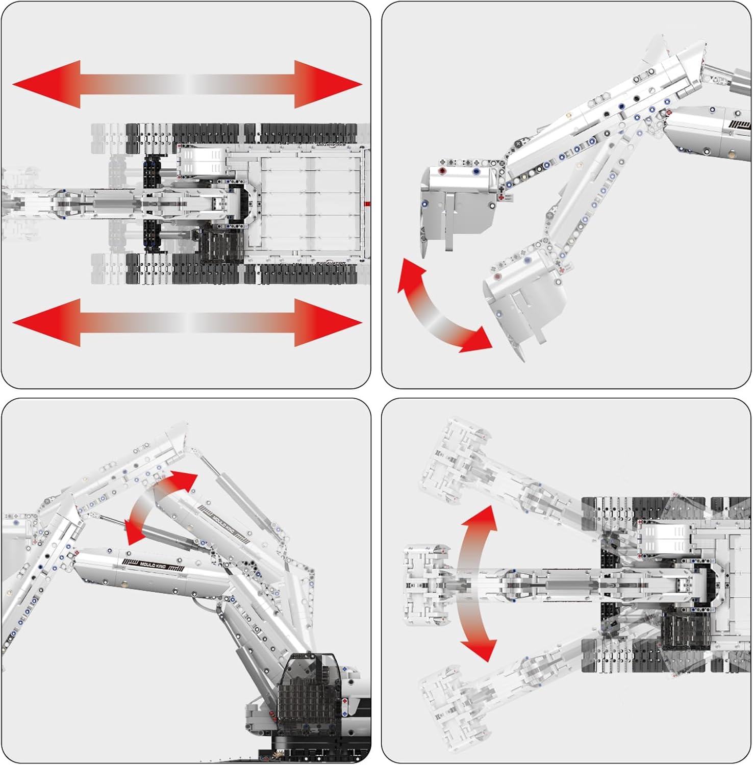 Mould King 17079 MOC Technik Ferngesteuert Raupenbagger Mit 4 Raupenketten, APP Technikmaschine Klemmbausteine
