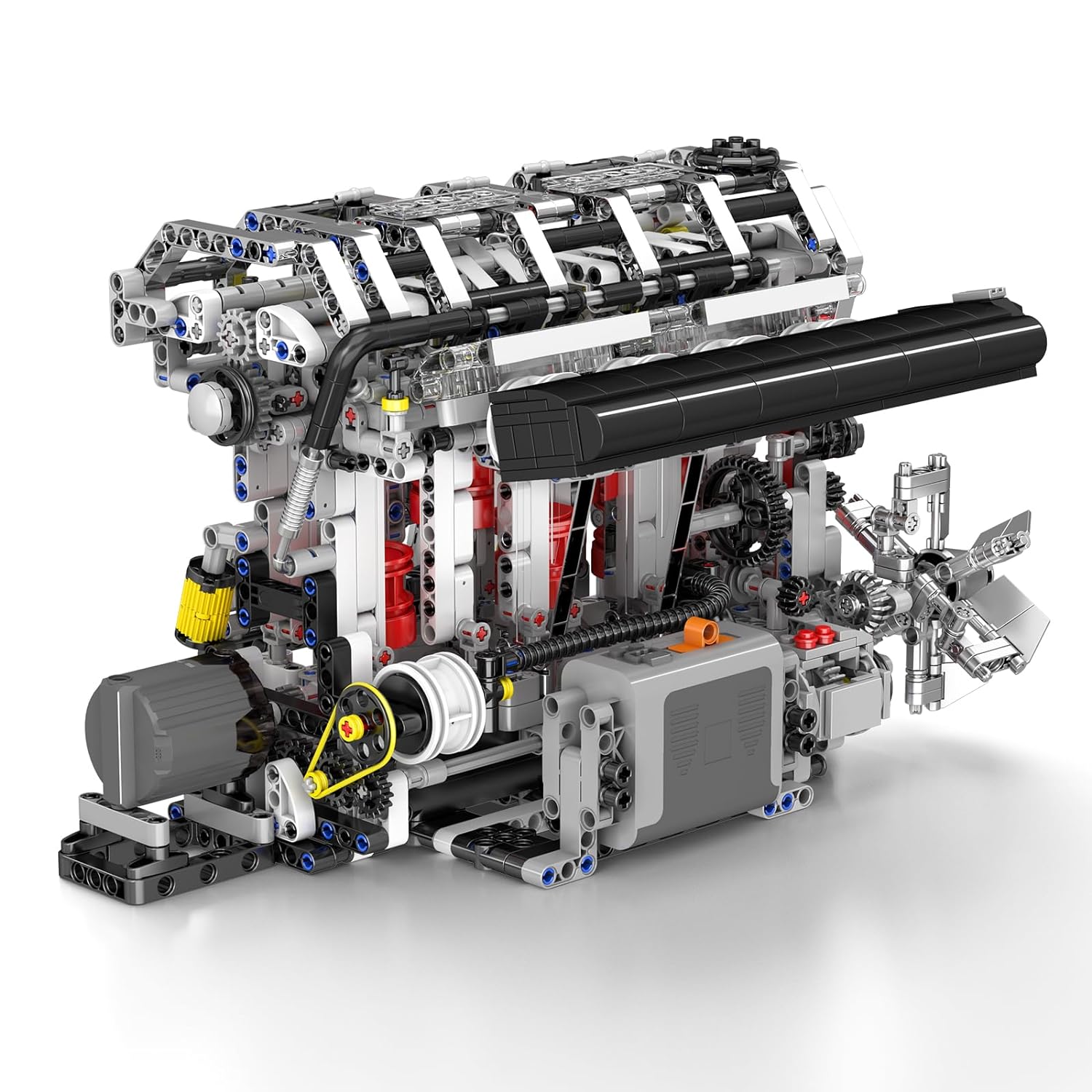MOC 10087 Technik L4 Die Vier-Zylinder-Reihenbenzinmotor-Blockbausatz Klemmbausteine Bausatz Enthält Motor und Batteriekasten V4-Motor (1787 Teile+)