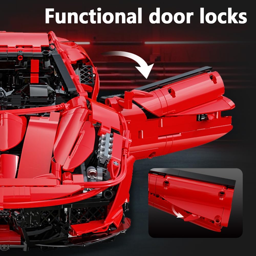 Ferrari 488 Pista, CaDA C61042W MOC Auto KIemmbausteine (3187 Teile)(Ohne Originalverpackung)