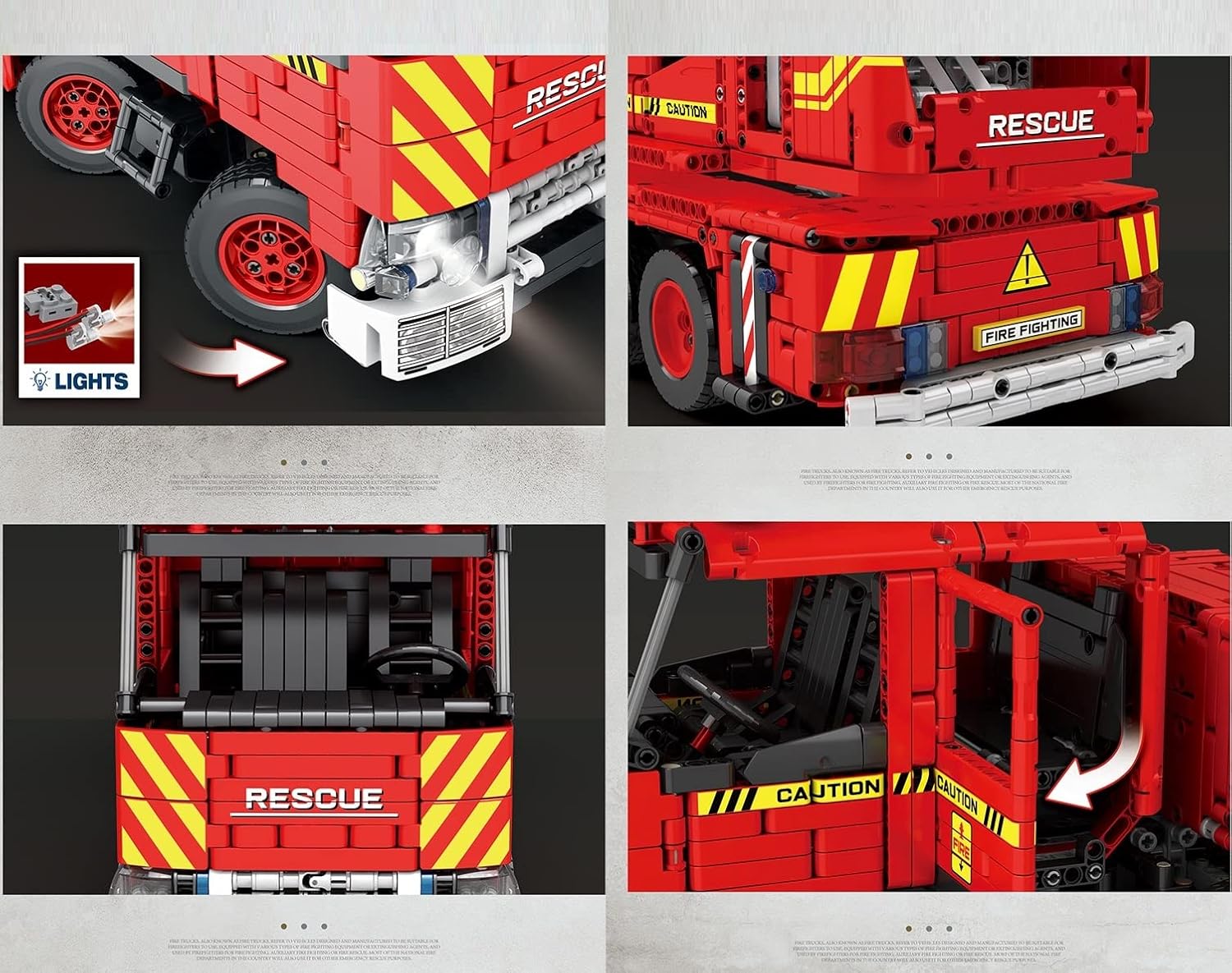 Technik Feuerwehrauto Ferngesteuert, 3266-tlg groß MOC Klemmbausteine Feuerwehrauto Leiterwagen Set, Mit Power Functions Set