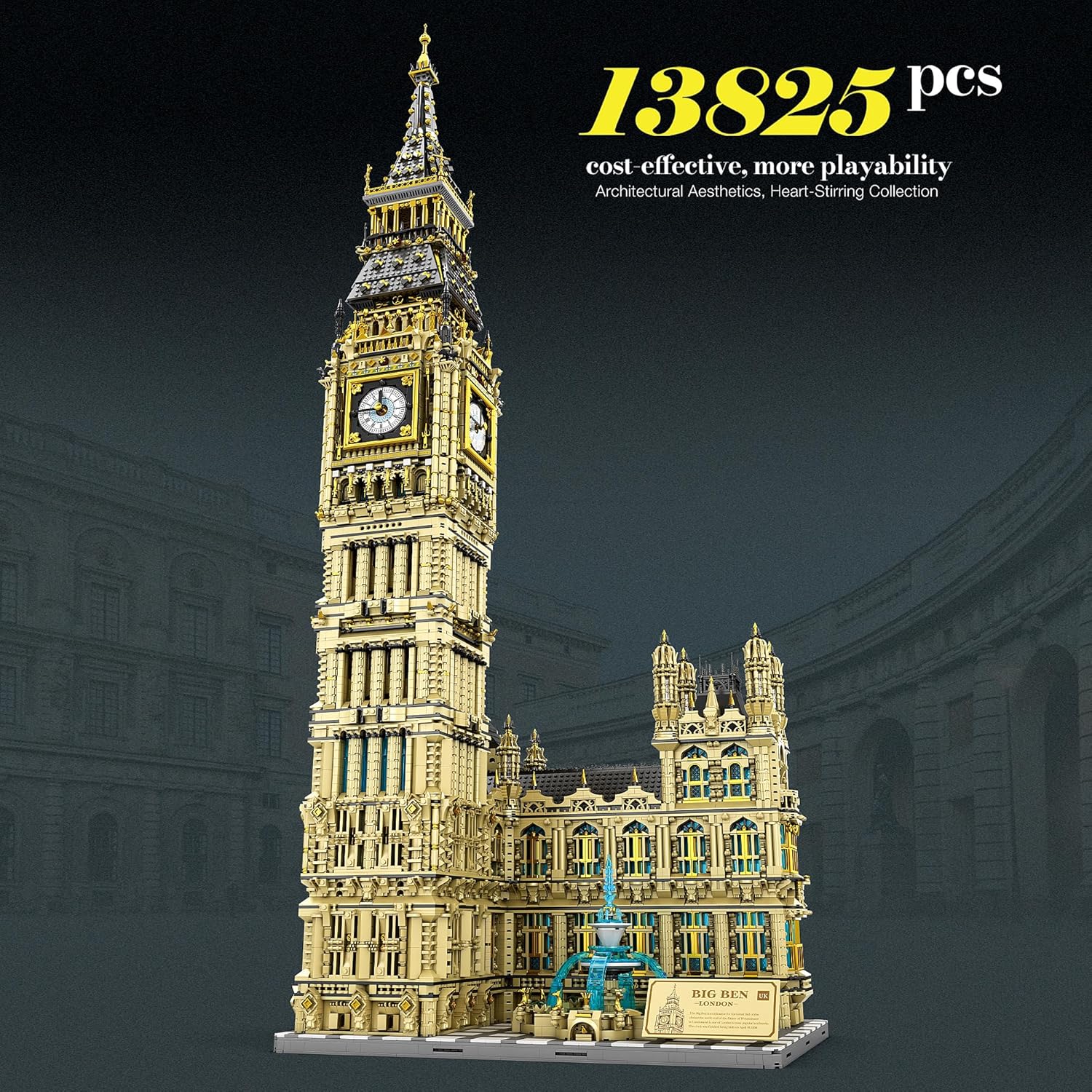 Big Ben, RB 55012 MOC Architecture Bausatz, 13000+ Klemmbausteine Riesiges Architekturmodell MOC Architektur im Europäischen Stil Modell