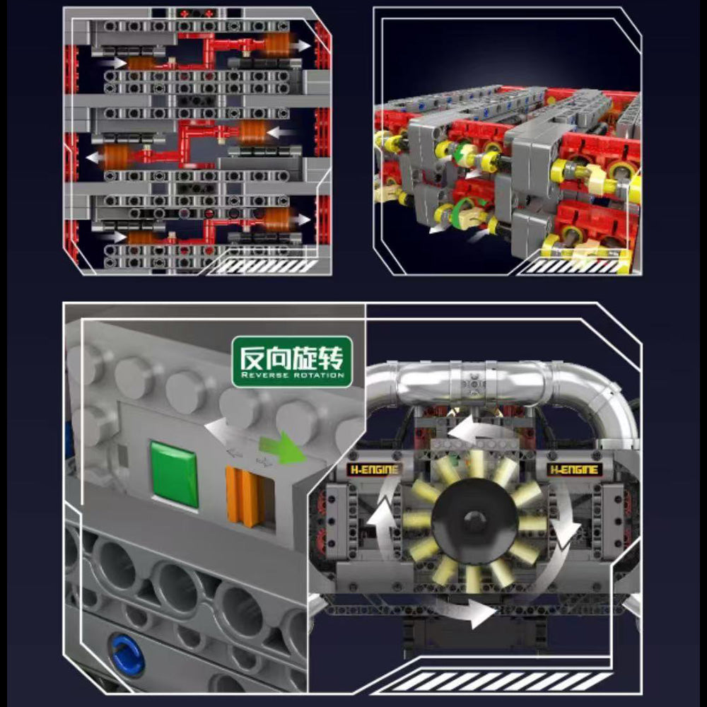 Technik Flat Engine, Technik Boxermotor Horizontal gegenüberliegender Motor mit Motor Akku, 2375 Teile Technic Klemmbausteine Bausatz