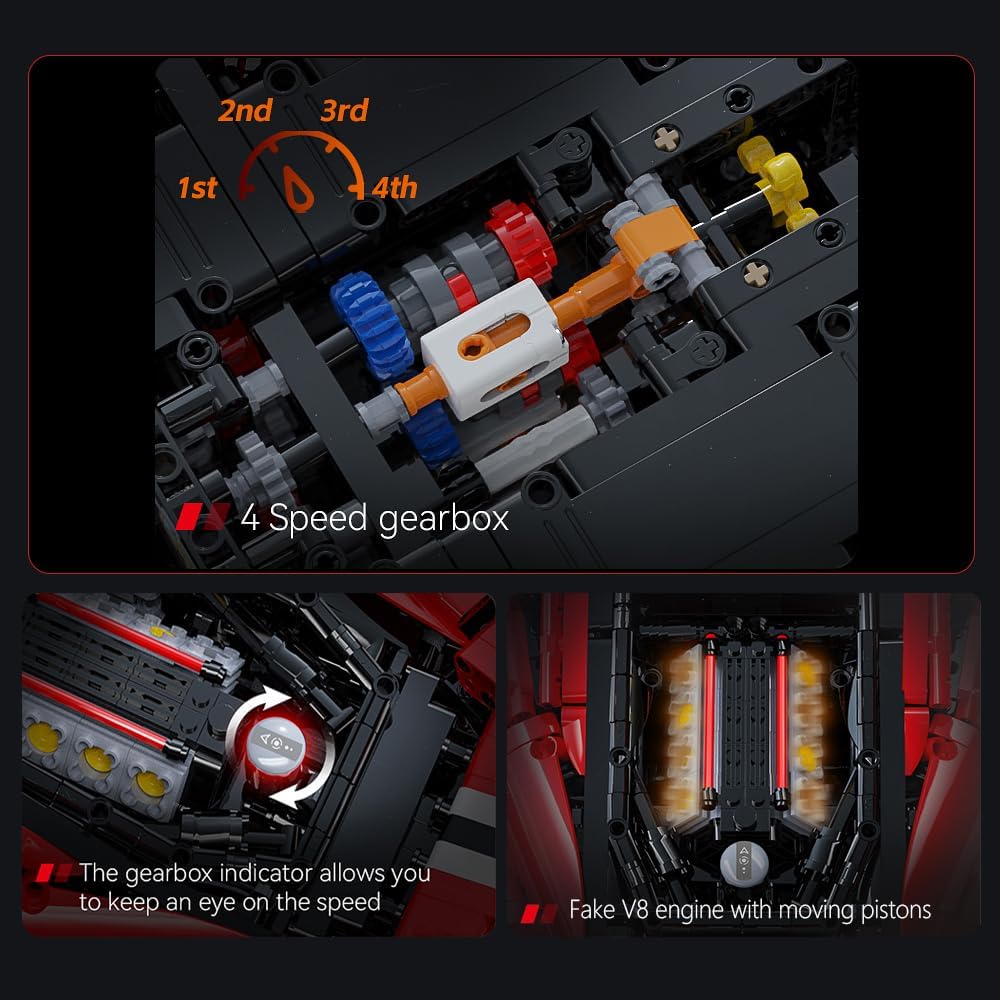 Ferrari 488 Pista, CaDA C61042W MOC Auto KIemmbausteine (3187 Teile)(Ohne Originalverpackung)