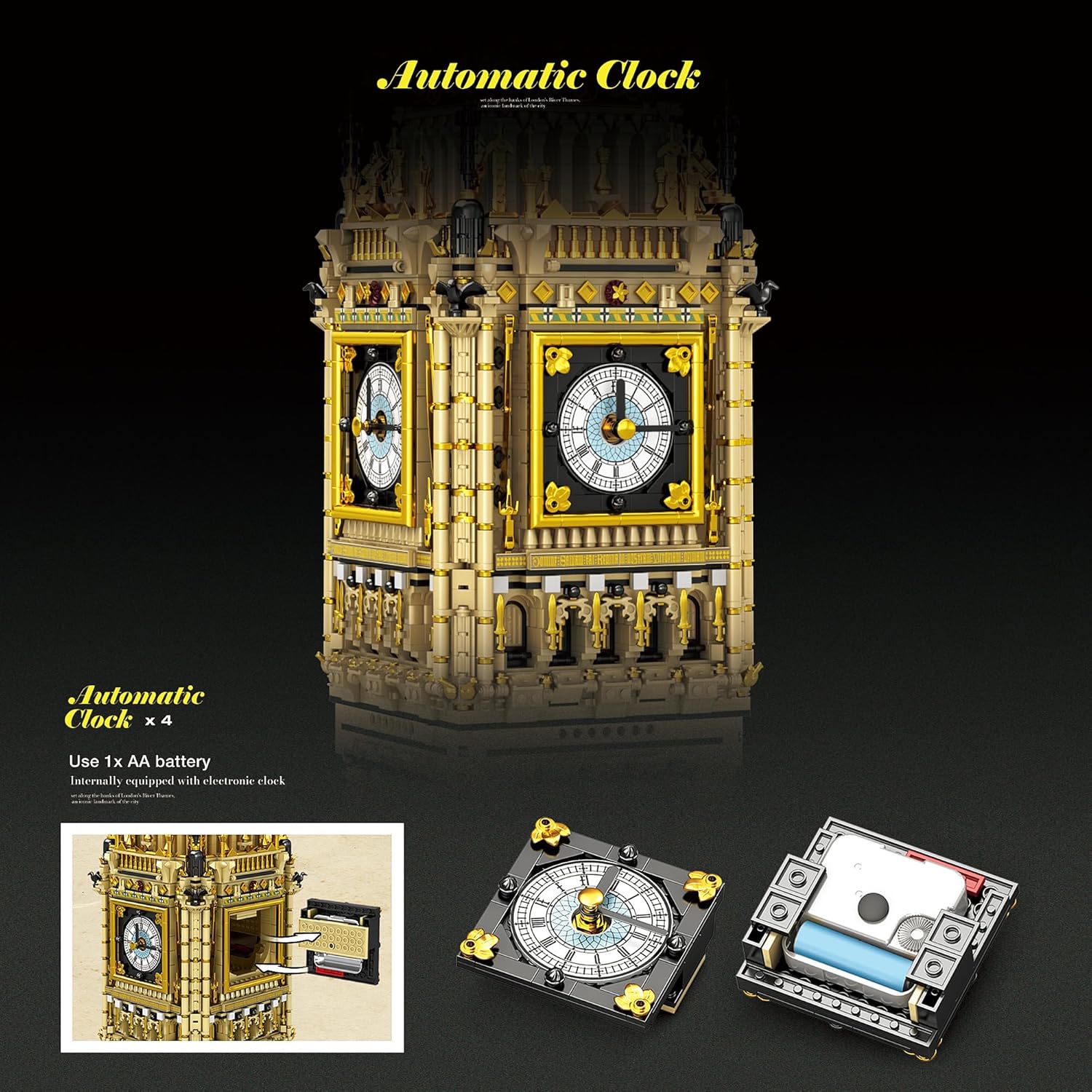 Big Ben, RB 55012 MOC Architecture Bausatz, 13000+ Klemmbausteine Riesiges Architekturmodell MOC Architektur im Europäischen Stil Modell