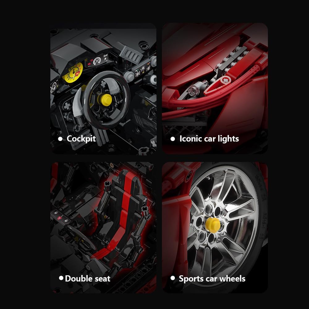 Ferrari 488 Pista, CaDA C61042W MOC Auto KIemmbausteine (3187 Teile)(Ohne Originalverpackung)