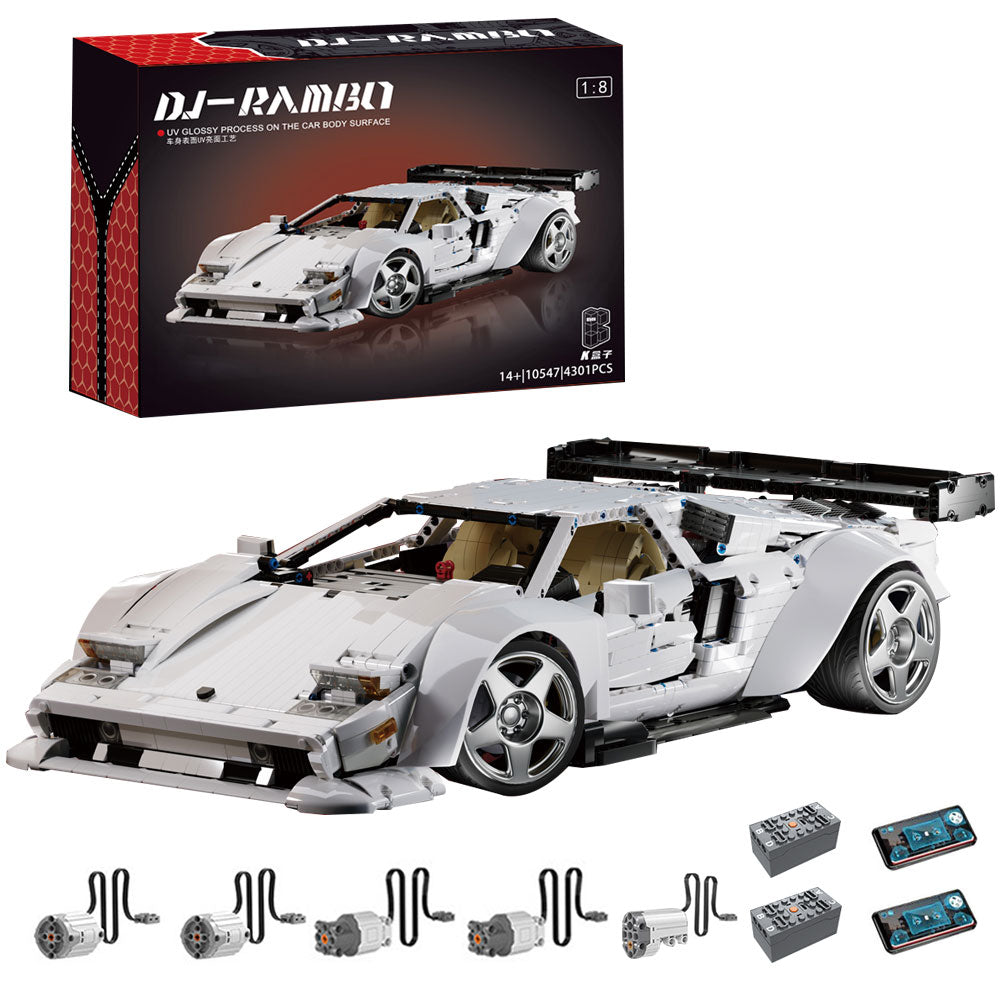 Technik Auto für Lamborghini Countach Hypercar, Technik Rennauto KIemmbausteine, Maßstab 1: 8 Modell, 4301 Teile