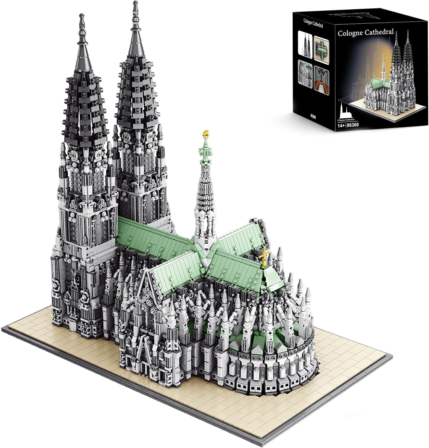 Kölner Dom Architektur Klemmbausteine Set - 8614 Teile Gotisches Modular Building Modell Bausatz Sammlerstück für Erwachsene, Deutsche Souvenirs und Geschenk für Männer und Frauen