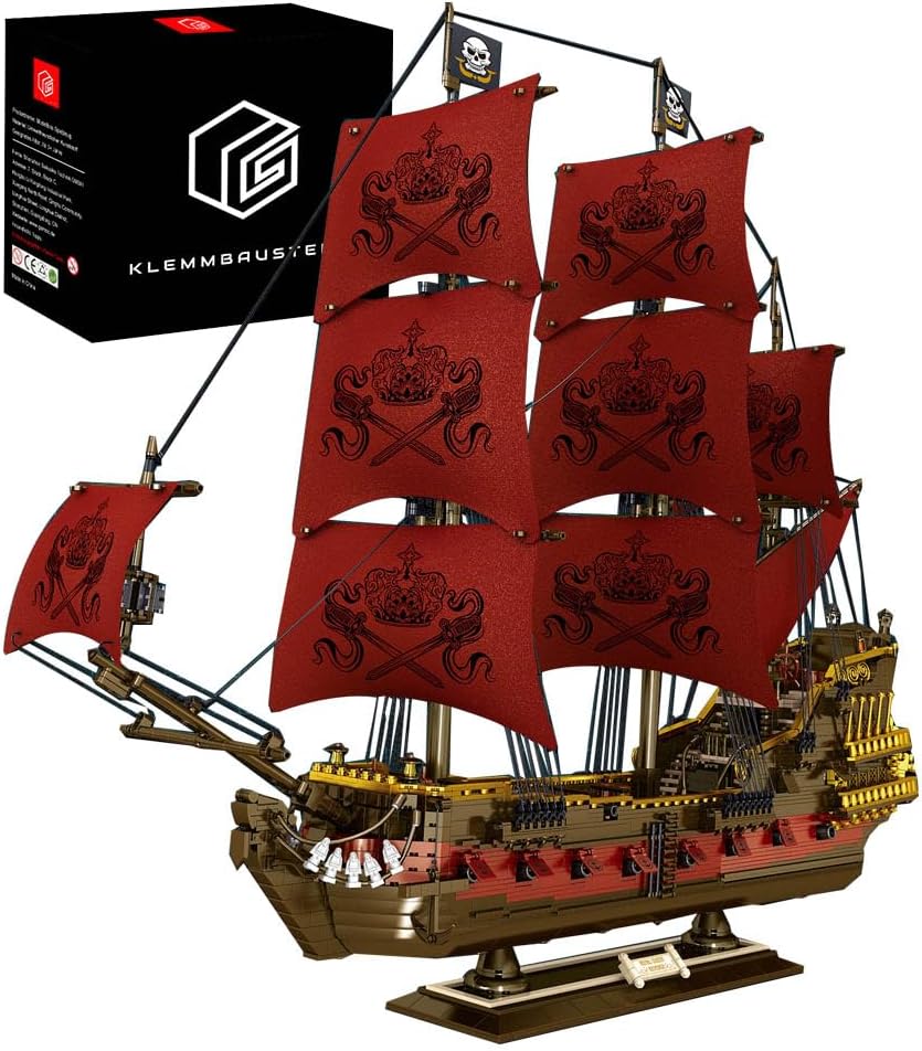 Piratenchiff Queen Anna's Revenge Piratenchiff Bausatz, 4460+ Teile Klemmbausteine Riesiges Schiffmodell MOC Piratenschiffe für Kinder Erwachsene