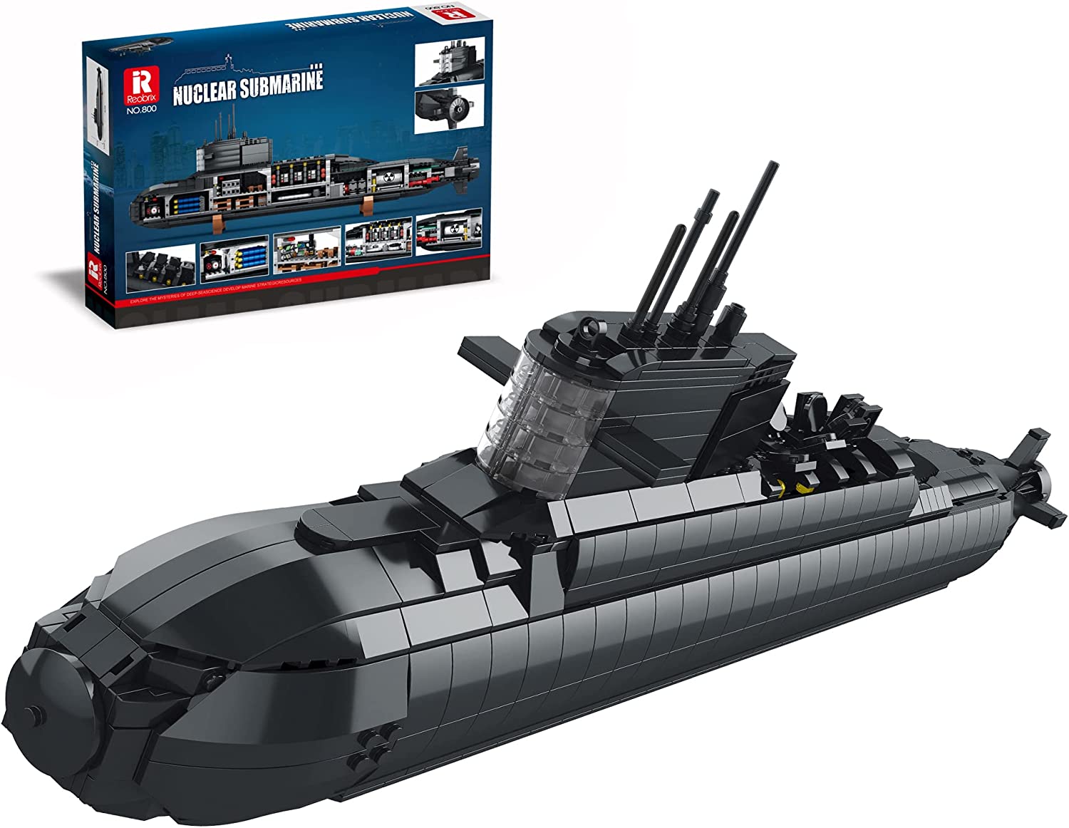 Strategisches Atom-U-Boot Bausteine, MilitĂ€rschiff Bausatz mit nachgebildetem Echolot und Torpedorohren, Gebaut Spielzeug FĂŒr Kinder Erwachsene, 1498 PCS Klemmbausteine kompatibel mit Lego