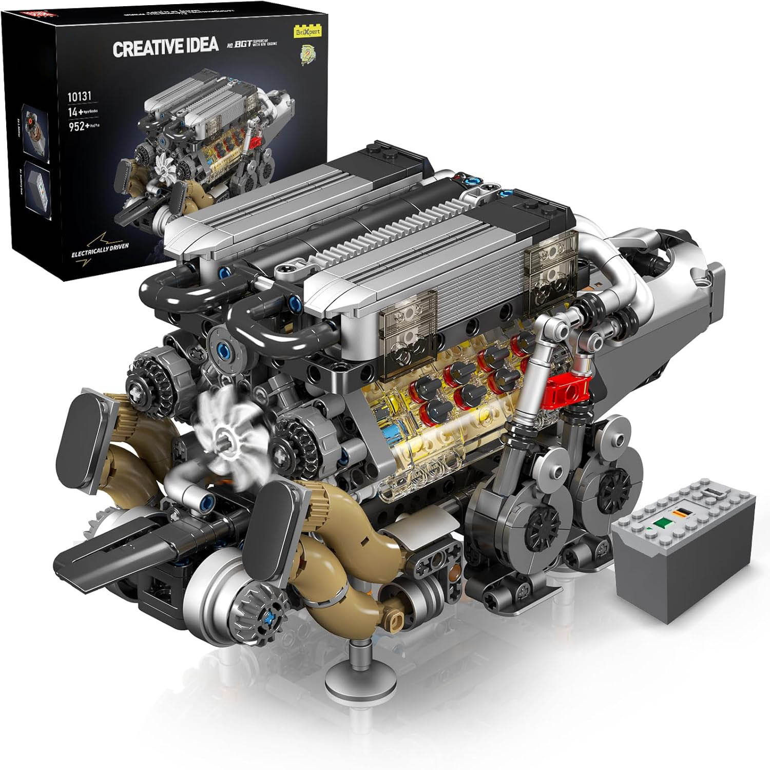 motor spielzeug Technik W16 Motor Bausteine Spielzeug, 952 Stück Engine Klemmbausteine