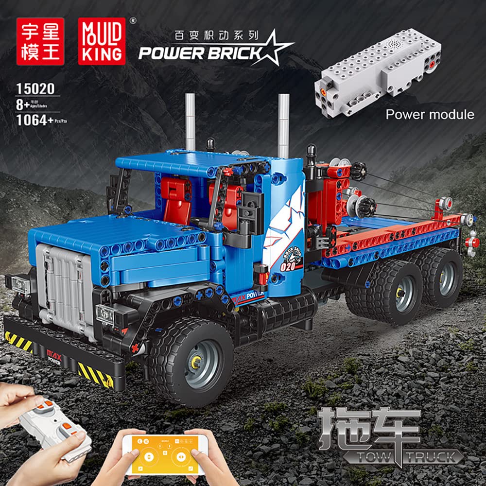 Technik Schwerlast-Abschleppwagen, Technik Trcuk Ferngesteuert, 1064 Teile Technic Abschlepptruck Motorisierte Modell, Custom Bausteine Kompatibel mit Lego Technik