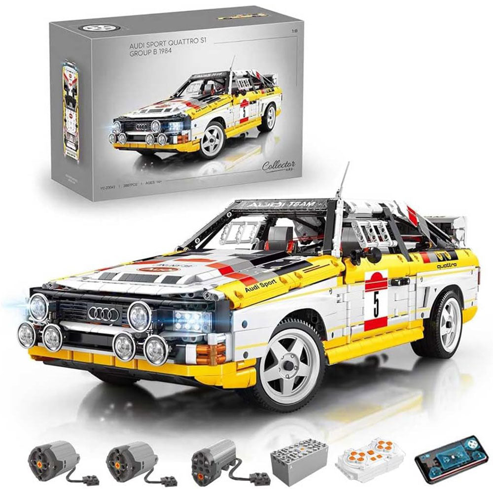 Technik Auto für Audi Sport Quattro S1 Group B 1984, MOC S1 Auto, 3880 KIemmbausteine Technik Sportwagen für Kinder, Erwachsene, Baumeister, YC-23043