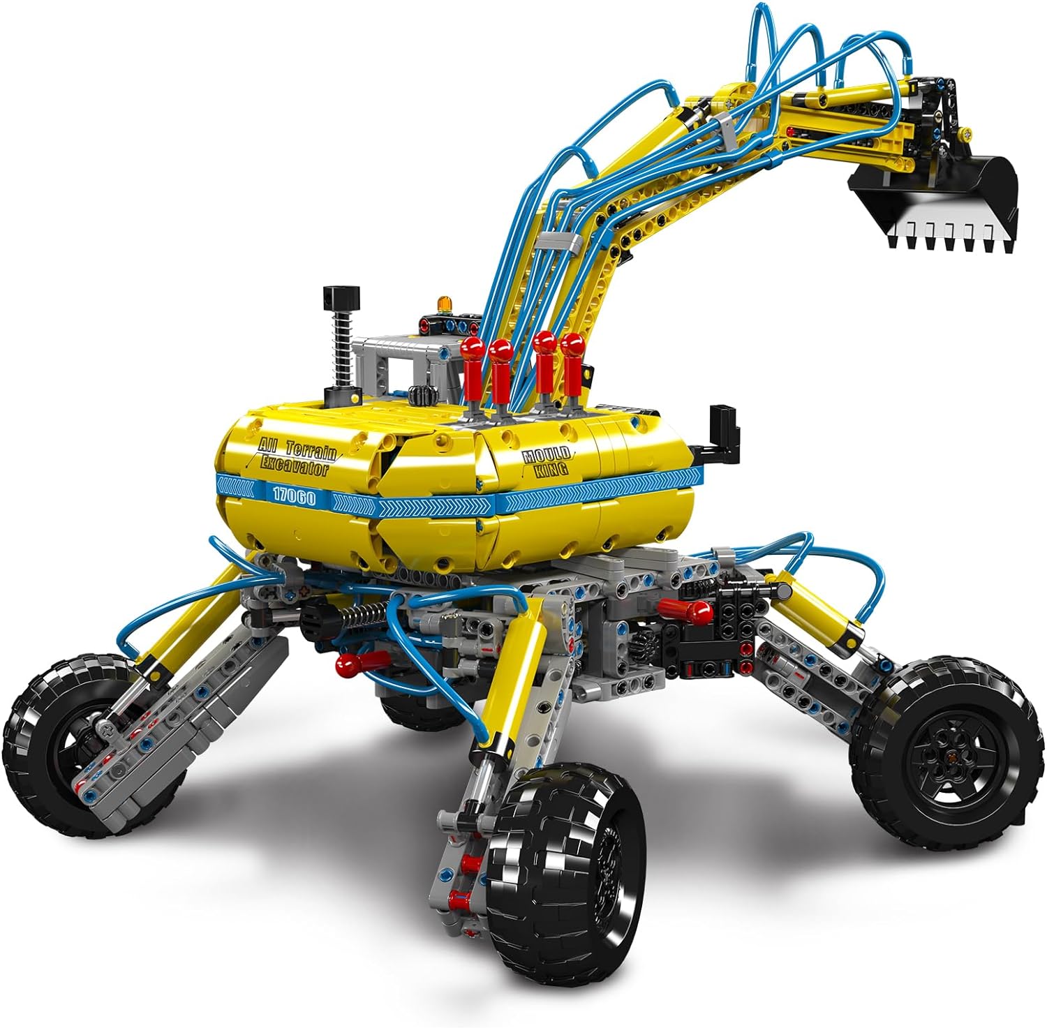 Technik Geländebagger Bauset, MOC Bagger 1392+Teile Technik Baumaschine Klemmbausteine Bausatz