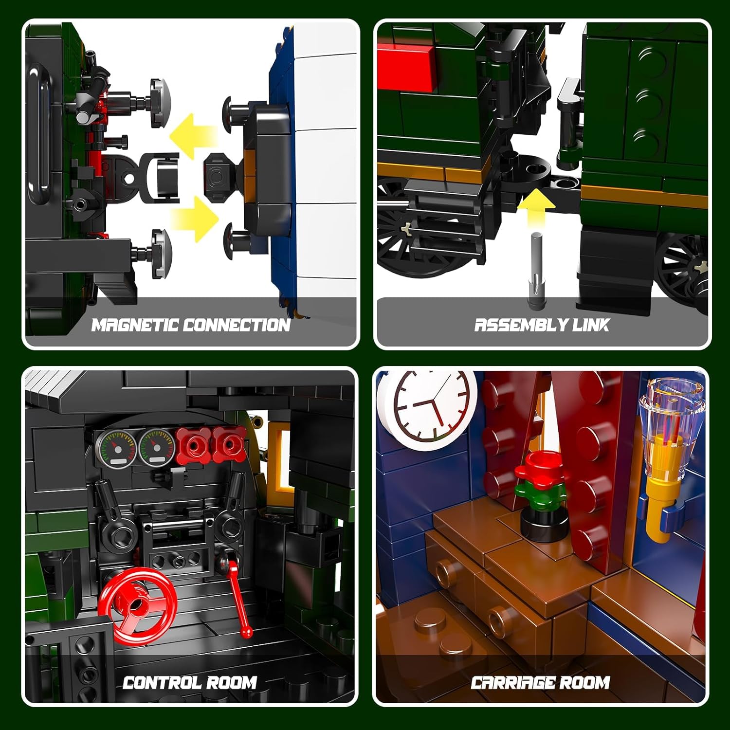 Mould King Technik Zug Beleuchtung Bauklötze Modell, 3898 Teile Ferngesteuerte LED-Licht Dampflokomotive Baustein Set, Weihnachtliches Spielzeug Geschenk für Erwachsene und Jugendliche