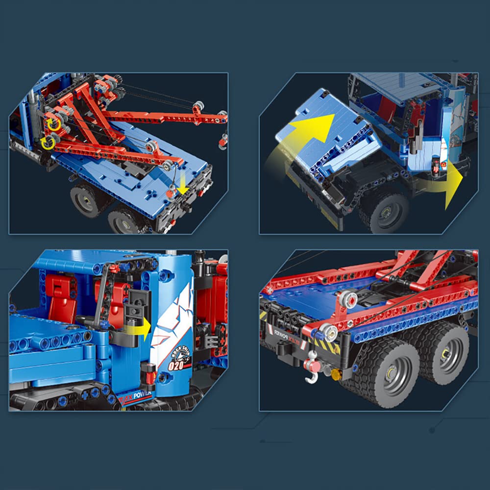 Technik Schwerlast-Abschleppwagen, Technik Trcuk Ferngesteuert, 1064 Teile Technic Abschlepptruck Motorisierte Modell, Custom Bausteine Kompatibel mit Lego Technik