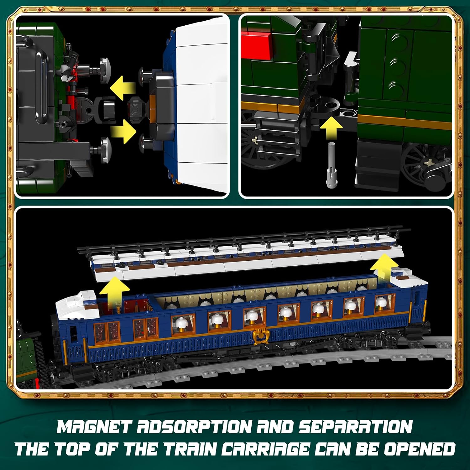 Mould King Technik Zug Beleuchtung Bauklötze Modell, 3898 Teile Ferngesteuerte LED-Licht Dampflokomotive Baustein Set, Weihnachtliches Spielzeug Geschenk für Erwachsene und Jugendliche