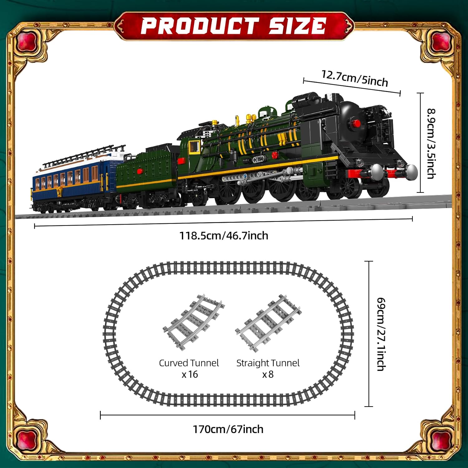 Mould King Technik Zug Beleuchtung Bauklötze Modell, 3898 Teile Ferngesteuerte LED-Licht Dampflokomotive Baustein Set, Weihnachtliches Spielzeug Geschenk für Erwachsene und Jugendliche