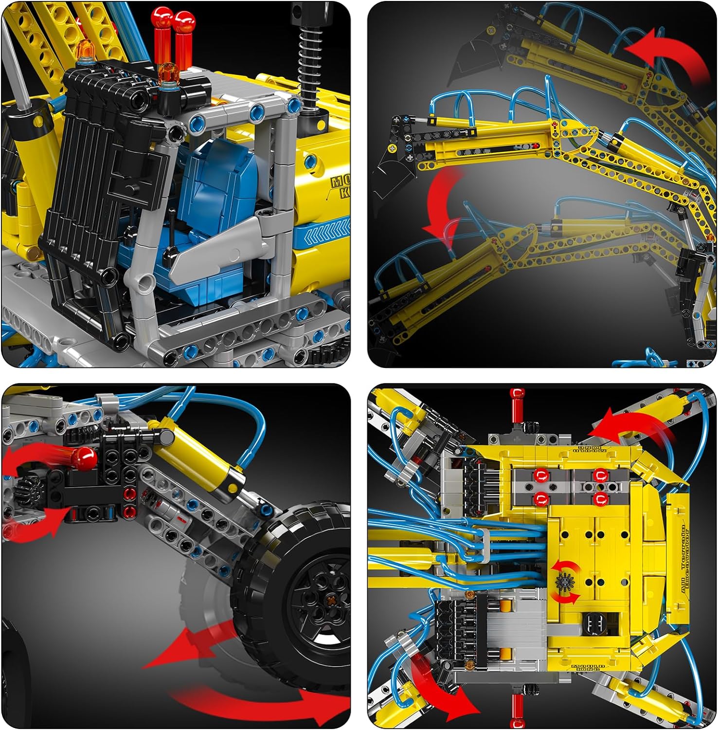 Technik Geländebagger Bauset, MOC Bagger 1392+Teile Technik Baumaschine Klemmbausteine Bausatz