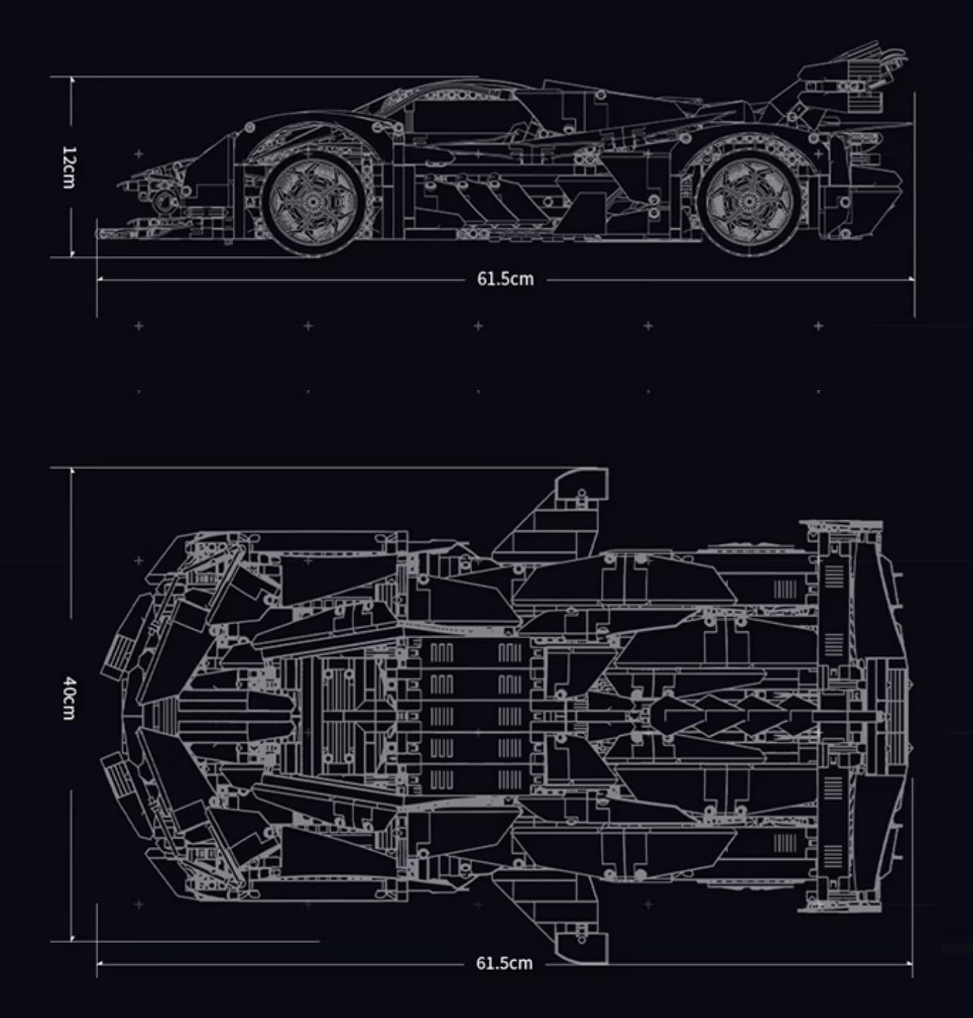 Technik Auto für Lambo Terzo Millennio GTR, Mit Motoren Set, 1:8 Groß Automodell Bausatz, 3130 Teile Klemmbausteine Auto MOC Set, Kompatibel mit Lambo Technik
