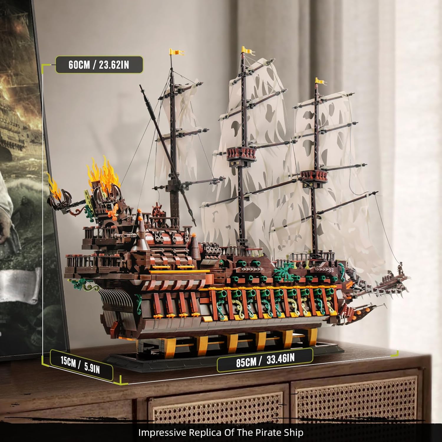 Mould King 13197 Piratenschiff Fliegenden Holländers Piratenschiff Bausteine, 4364 Teuke MOC groß Segelschiff Klemmbausteine Bausatz für Erwachsene und Jugendliche