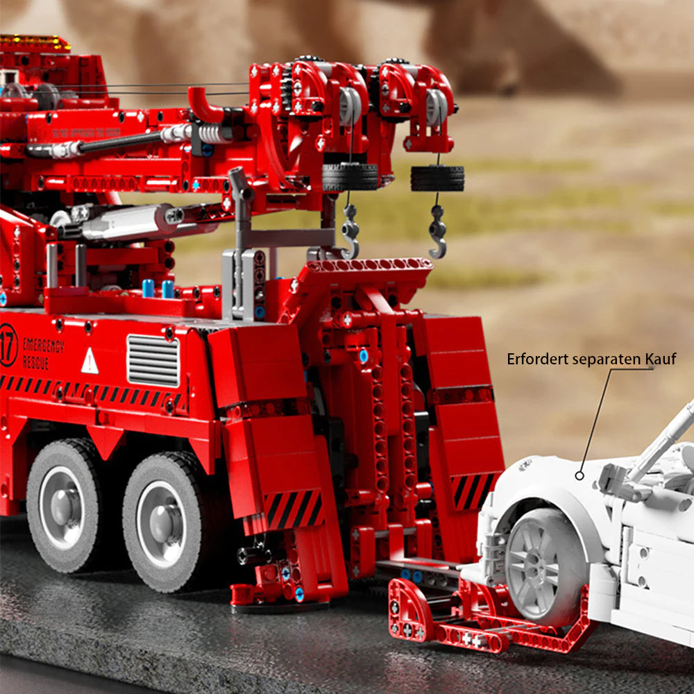 Technik LKW Feuerwehrauto Modell, 4900 Teile Technik Feuerwehr LKW mit Kran, 5 Motoren Bauset Kompatibel mit Lego Technik (Upgrade Version)