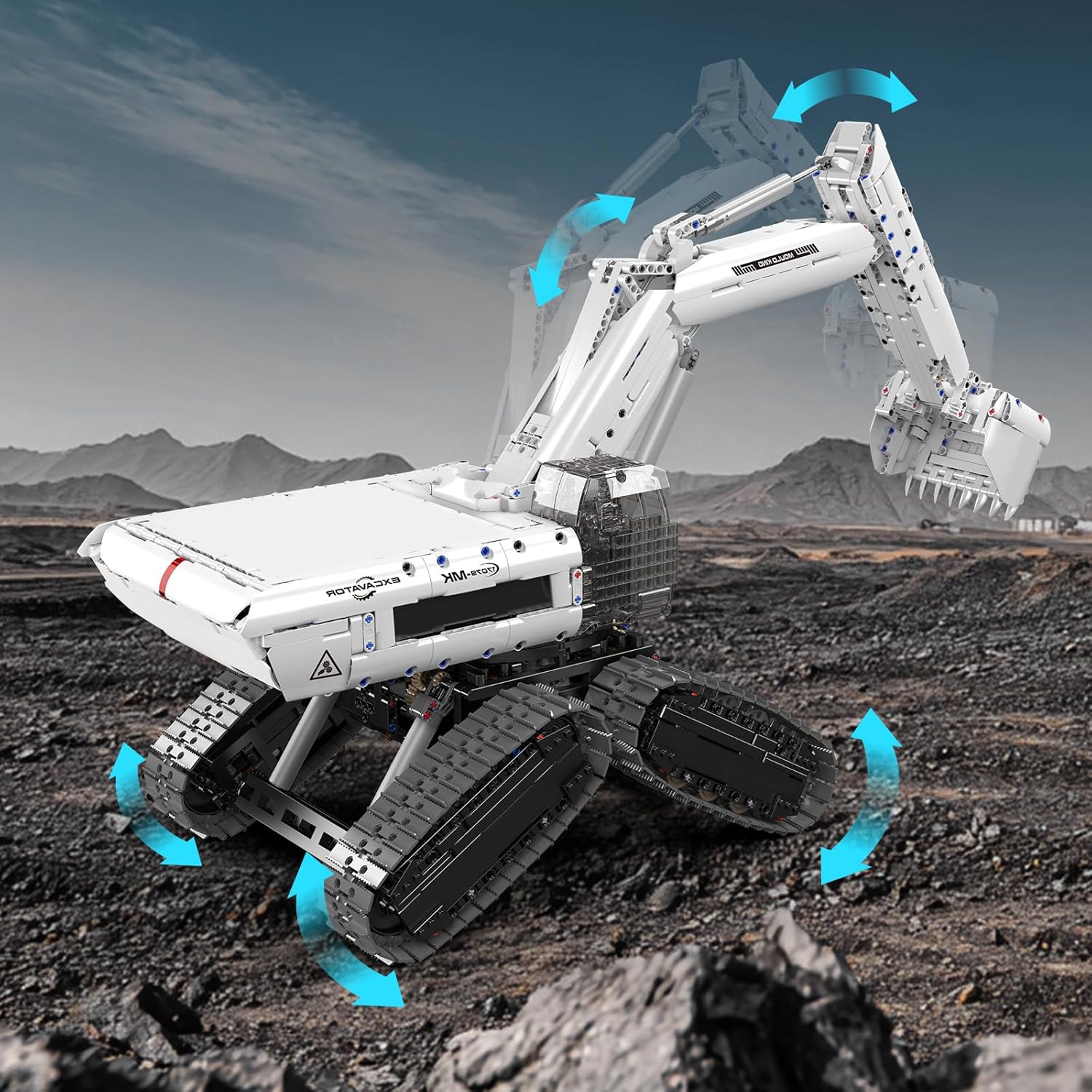 Mould King 17079 MOC Technik Ferngesteuert Raupenbagger Mit 4 Raupenketten, APP Technikmaschine Klemmbausteine