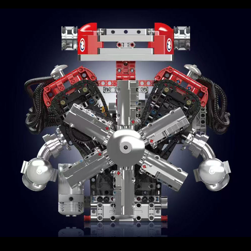Technik V12 Motor Groß(V12)Die v12-Zylinder-Motor-Blockbausatz, 3472 Teile Technic Klemmbausteine Bausatz Enthält Motor und Batteriekasten V12-Motor