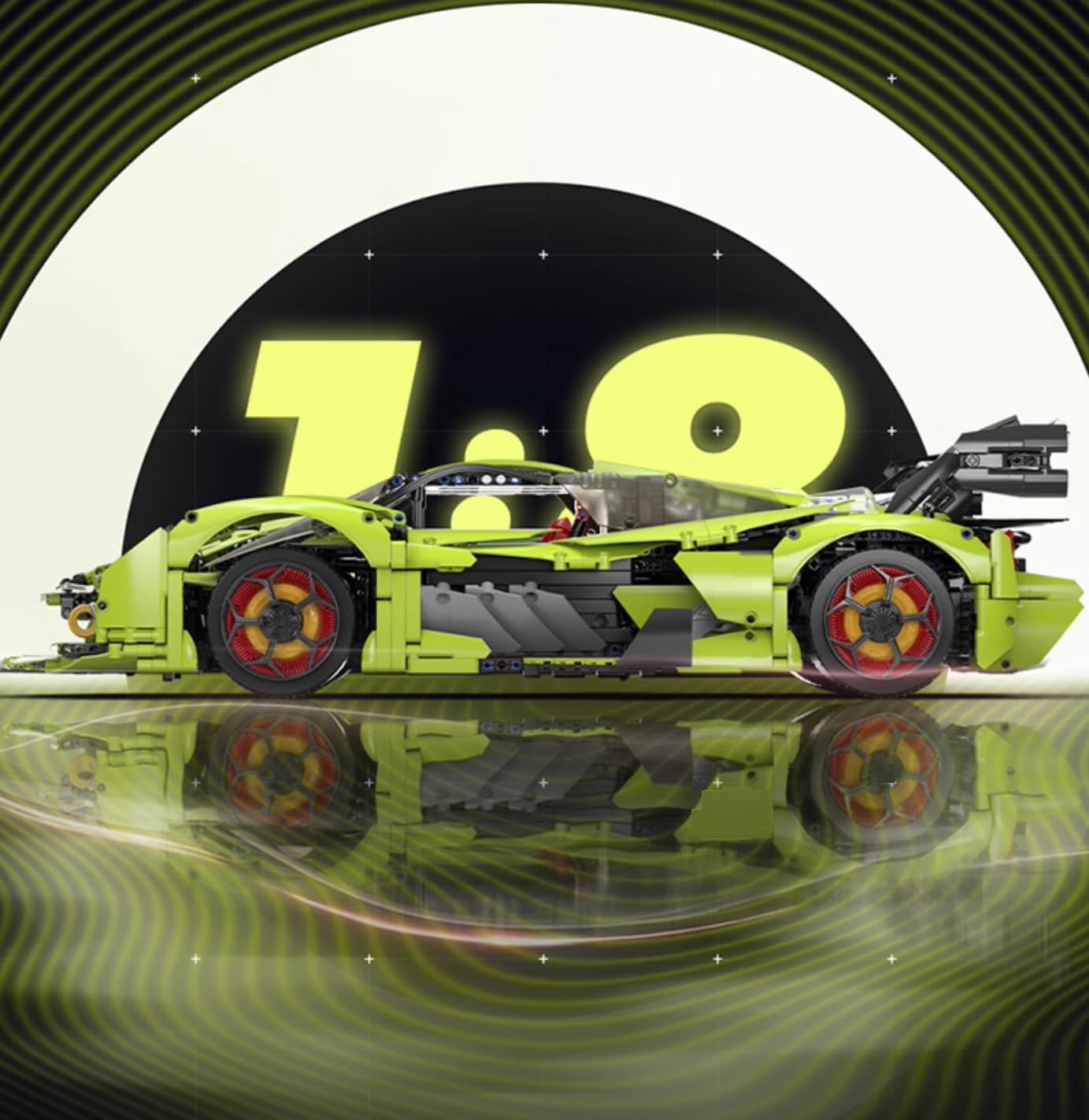 Technik Auto für Lambo Terzo Millennio GTR, Mit Motoren Set, 1:8 Groß Automodell Bausatz, 3130 Teile Klemmbausteine Auto MOC Set, Kompatibel mit Lambo Technik