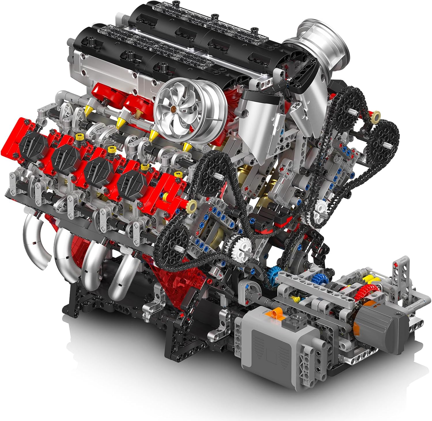 Technik V8 Motor Groß(V8)Die Achtzylinder-Reihenbenzinmotor-Blockbausatz, 2718 Teile Technic Klemmbausteine Bausatz Enthält Motor und Batteriekasten V8-Motor