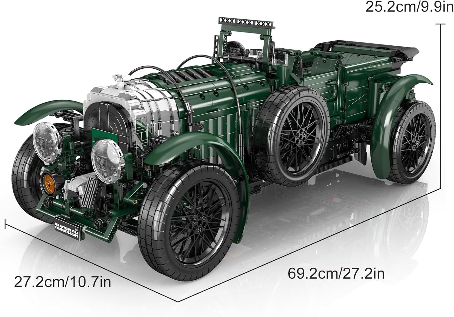 Mould King 13191 Technik Britischer Oldtimer Auto Modell Baukasten, APP Ferngesteuert Sportwagen Klemmbausteine Bausatz für Kinder/Erwachsene (3918+ Stücke)