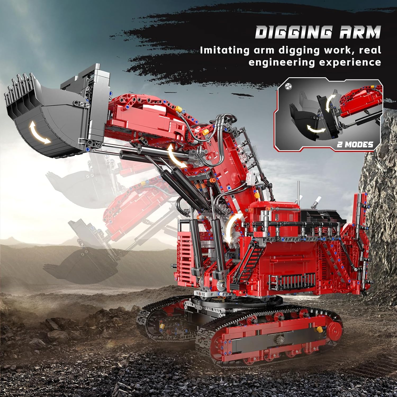 Technik Raupenkran Bagger, Ferngesteuertes Baufahrzeug-Modell mit Control+ App, Bagger Modellbausatz für Erwachsene (4767 Teile)