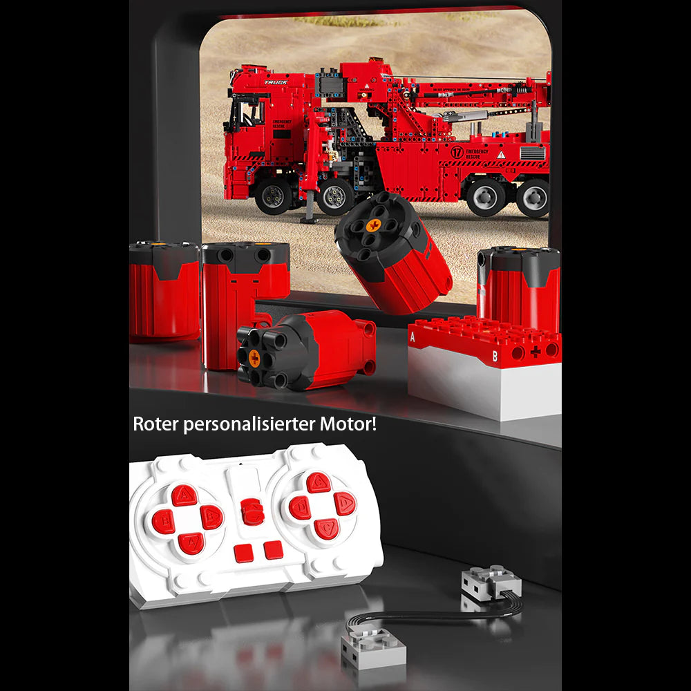 Technik LKW Feuerwehrauto Modell, 4900 Teile Technik Feuerwehr LKW mit Kran, 5 Motoren Bauset Kompatibel mit Lego Technik (Upgrade Version)