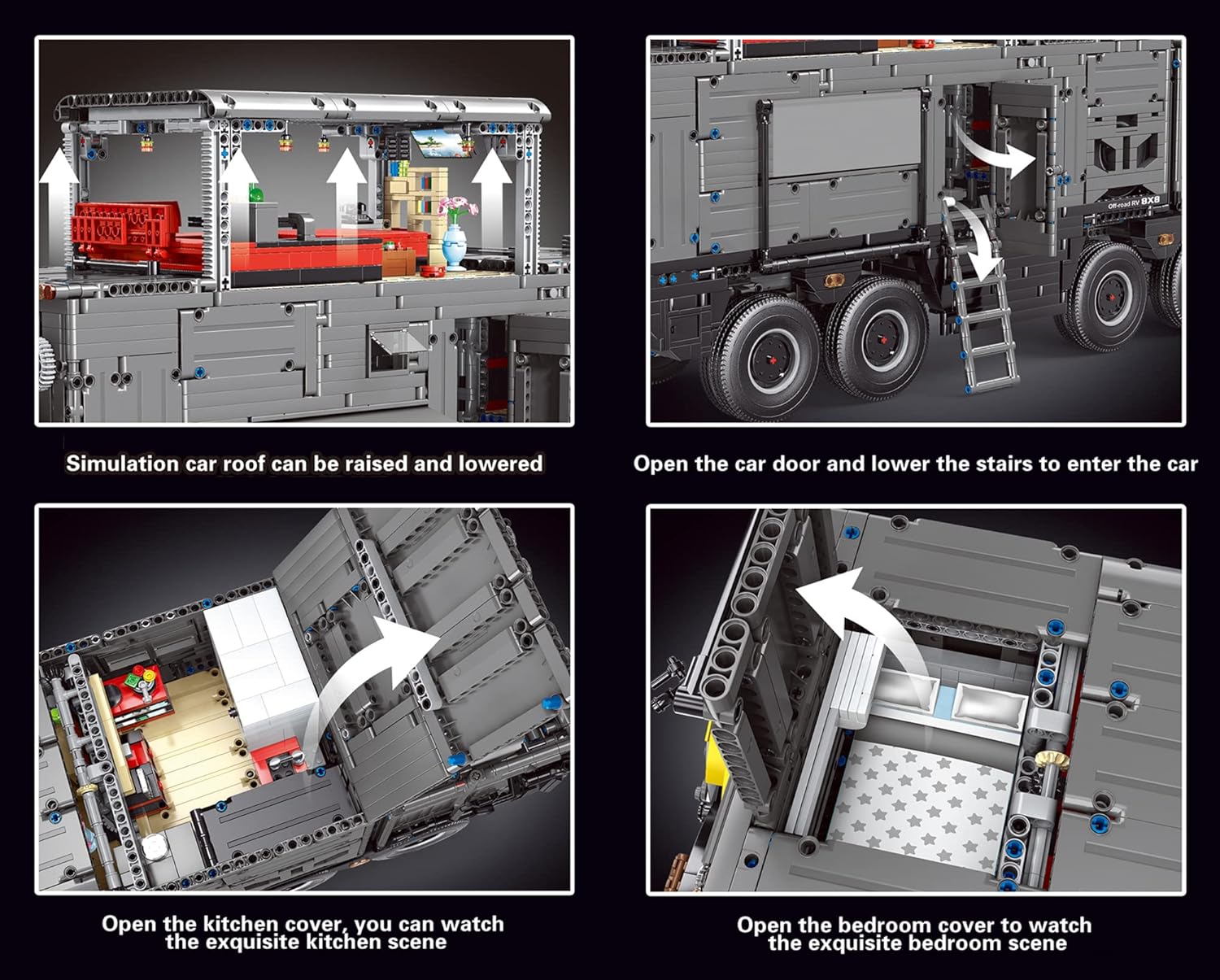 Technik LKW Wohnmobil Offroad Bauset, 6068 Teile Groß Technik Klemmbausteine mit Fernbedienung und 5 Motors, Sammlermodell als Geschenk für Erwachsene, TGL T4009(Originalverpackung)