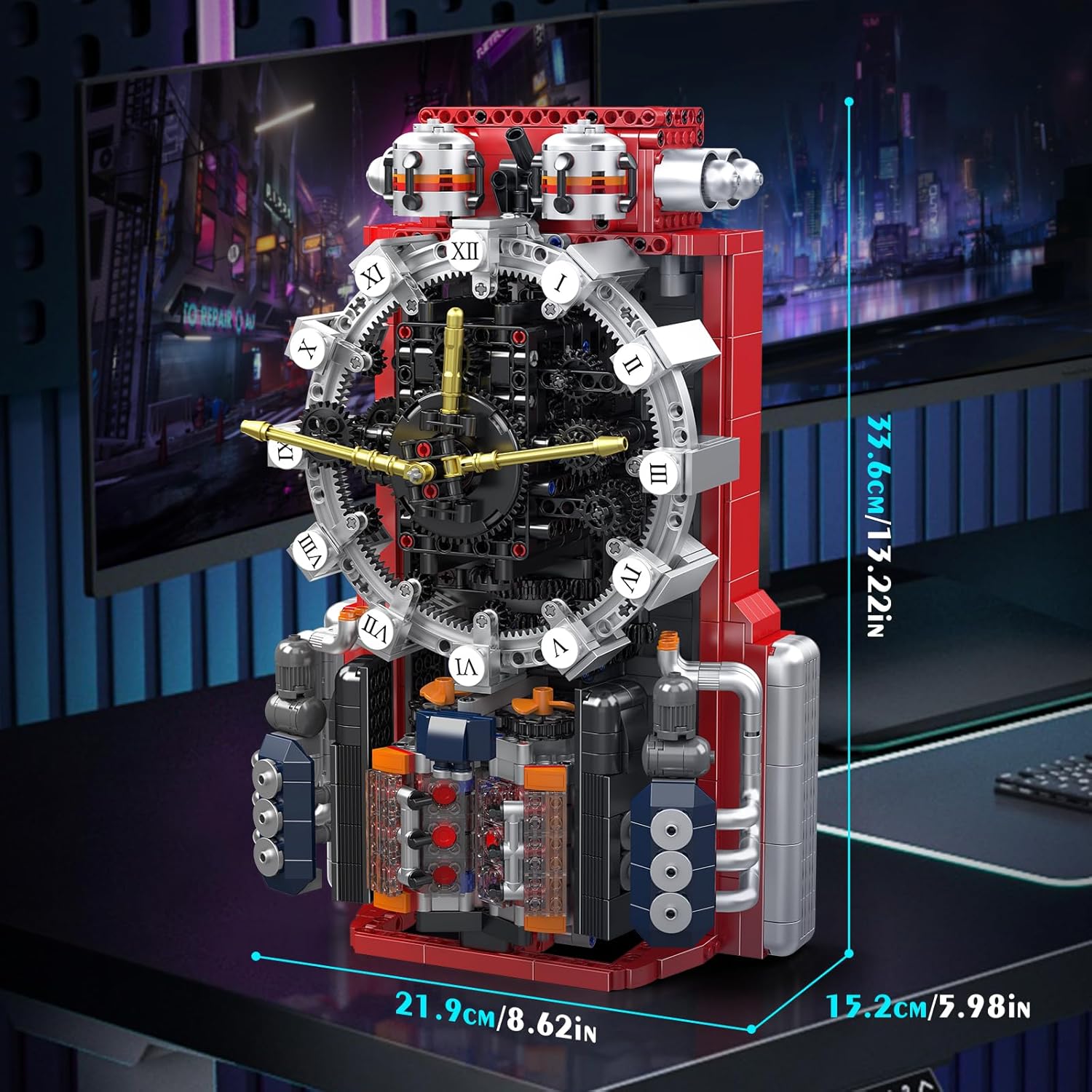 Technik Cyberpunk-Uhren Set, 1601 Teile kreative MOC Uhren Modellbausteine für Erwachsene