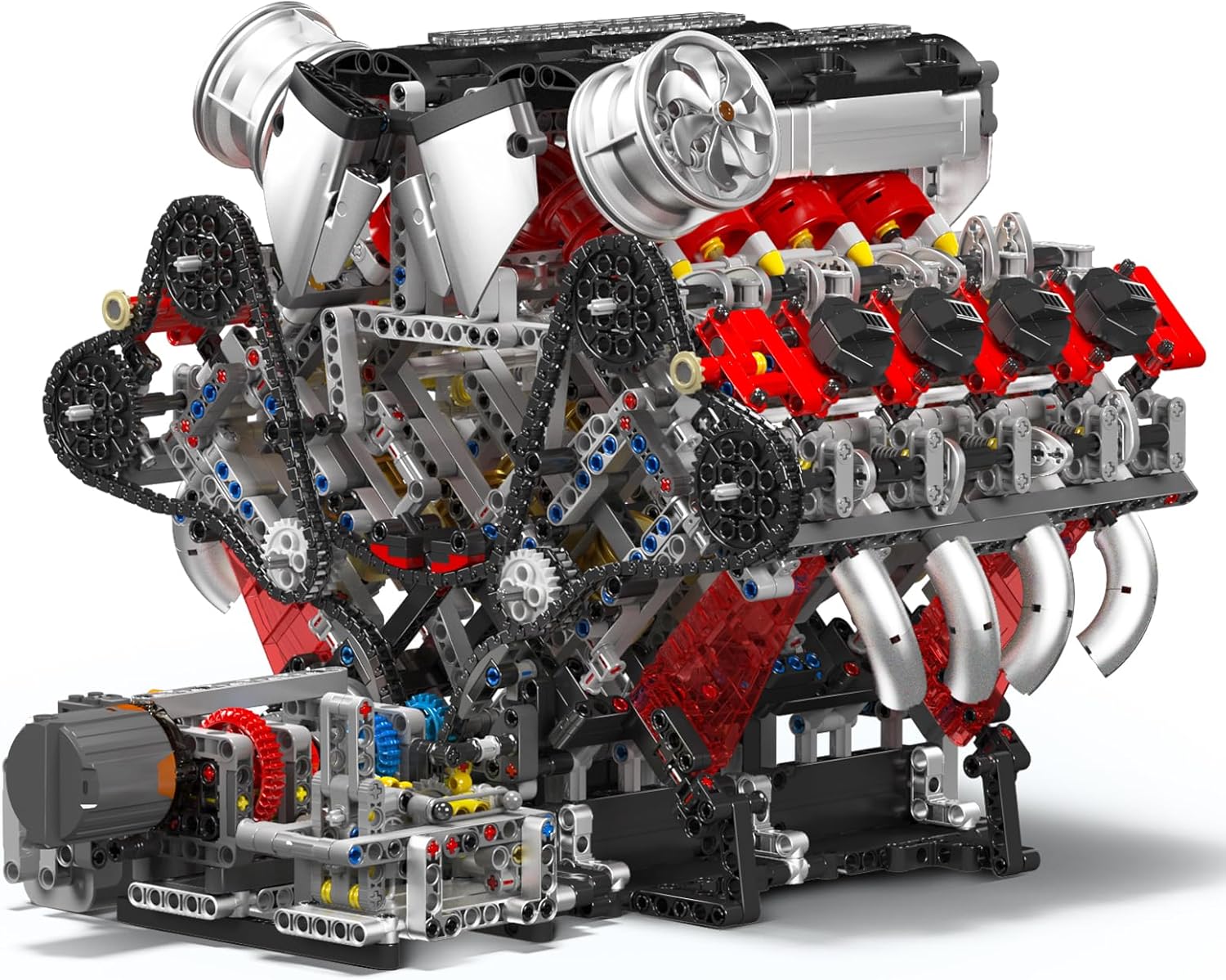 Technik V8 Motor Groß(V8)Die Achtzylinder-Reihenbenzinmotor-Blockbausatz, 2718 Teile Technic Klemmbausteine Bausatz Enthält Motor und Batteriekasten V8-Motor