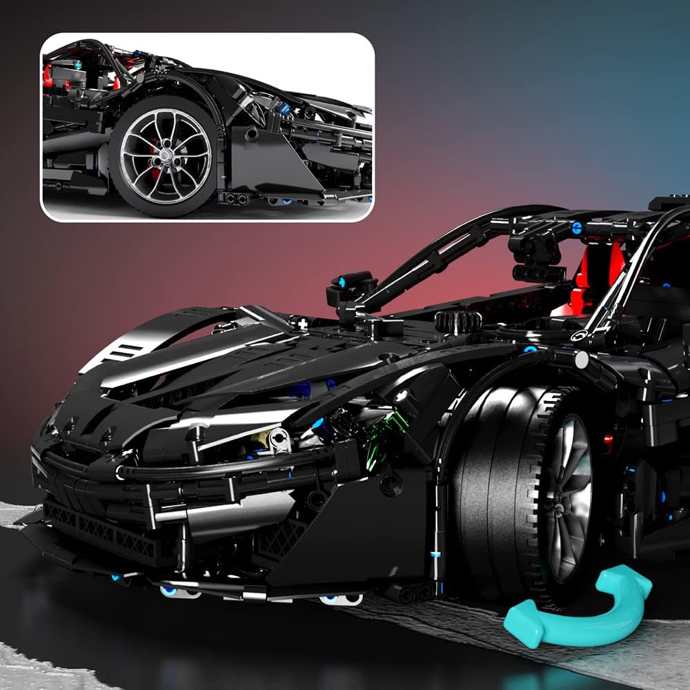 Technik 1:8 Mclaren P1 Black Warrior Sportwagen Klemmbausteine Bausatz mit 9 Motor, 3686 Teile Groß MOC Supercar Bausteine, Realistische Rennmodell-Sammlerstücke, Spielzeug Geschenke für Erwachsene