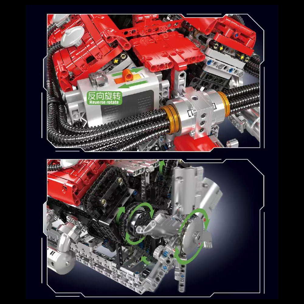 Technik V12 Motor Groß(V12)Die v12-Zylinder-Motor-Blockbausatz, 3472 Teile Technic Klemmbausteine Bausatz Enthält Motor und Batteriekasten V12-Motor