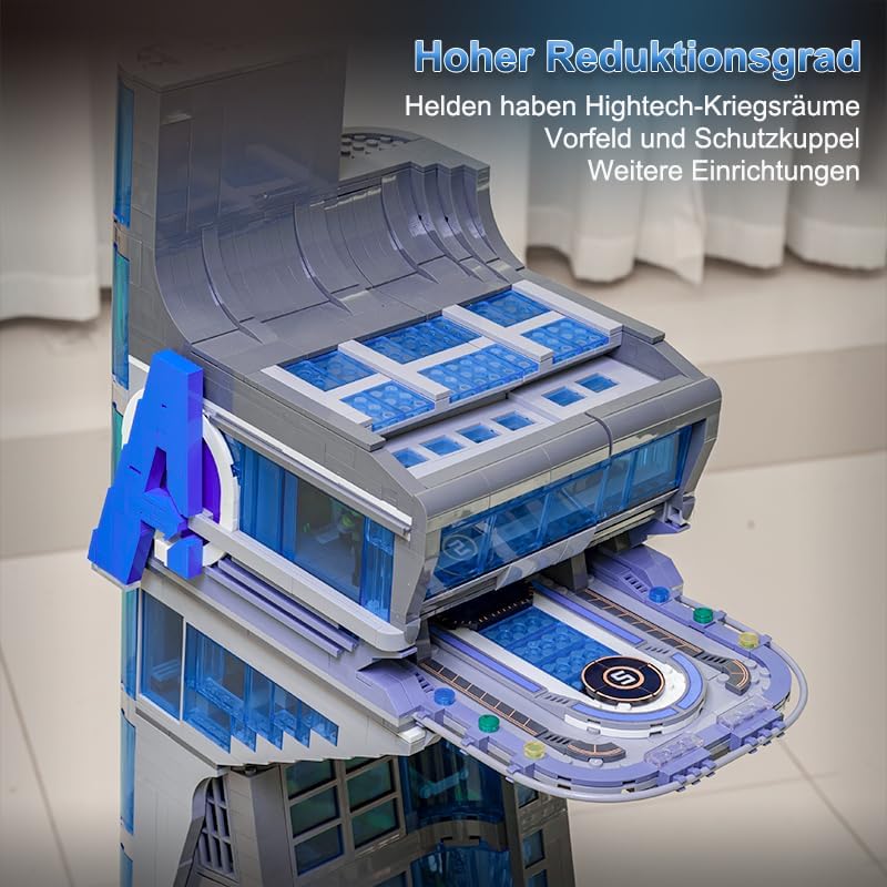 Hero Tower Film Haus Bausteine mit LED-Licht und Box, Architecture Modular Buildings Set für Erwachsene, Technik Klemmbausteine(5883 Teilen)