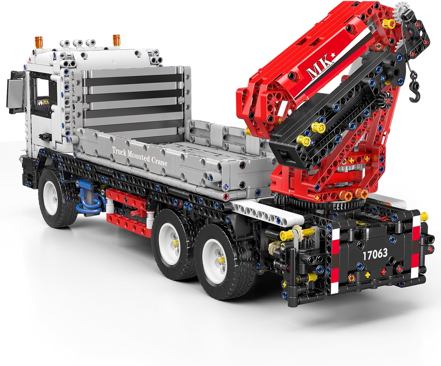 Mould King 17063 Technik Ferngesteuert Kran LKW Modell, 2530 Teile MOC LKW mit Ladekran Pneumatischer Kranwagen