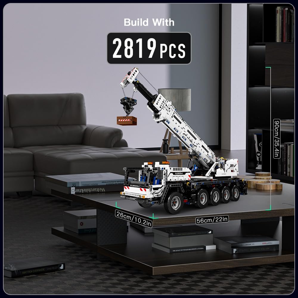 Technik Kran Ferngesteuert Mechanischer Kran Bausteine Spielzeug Schwerlastkran LKW Klemmbausteine (2819 Teile)