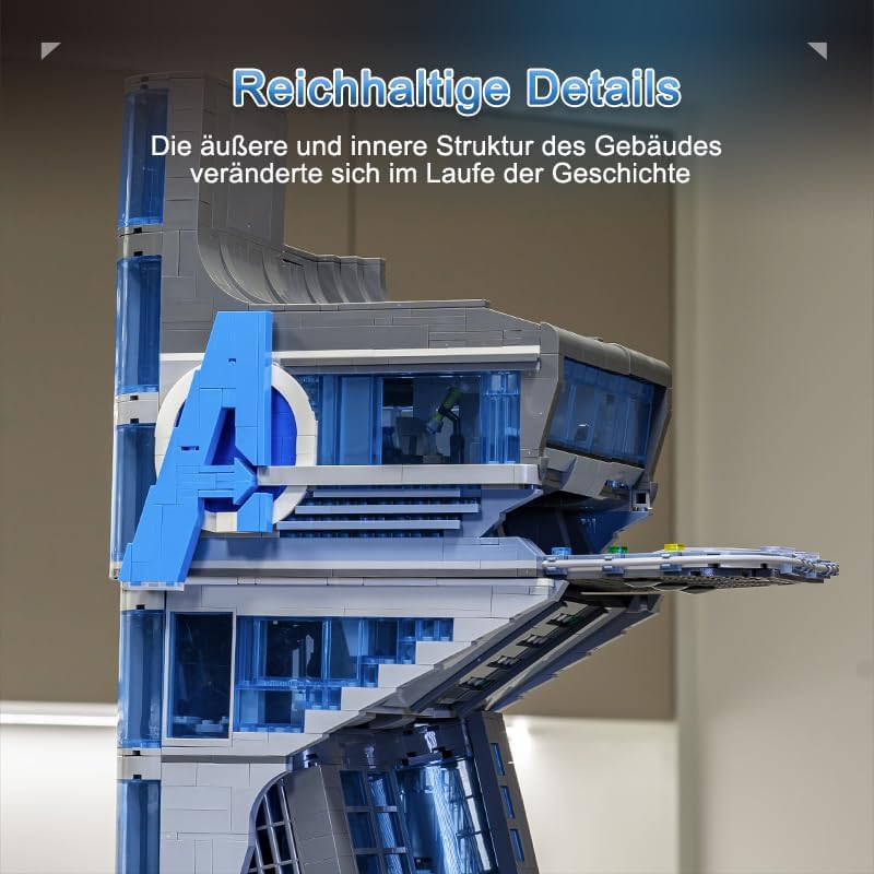 Hero Tower Film Haus Bausteine mit LED-Licht und Box, Architecture Modular Buildings Set für Erwachsene, Technik Klemmbausteine(5883 Teilen)