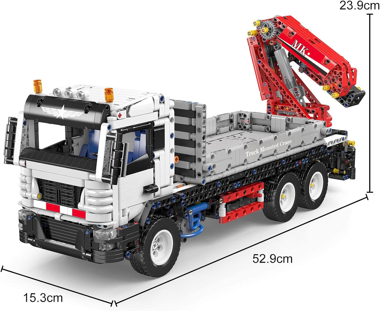 Mould King 17063 Technik Ferngesteuert Kran LKW Modell, 2530 Teile MOC LKW mit Ladekran Pneumatischer Kranwagen