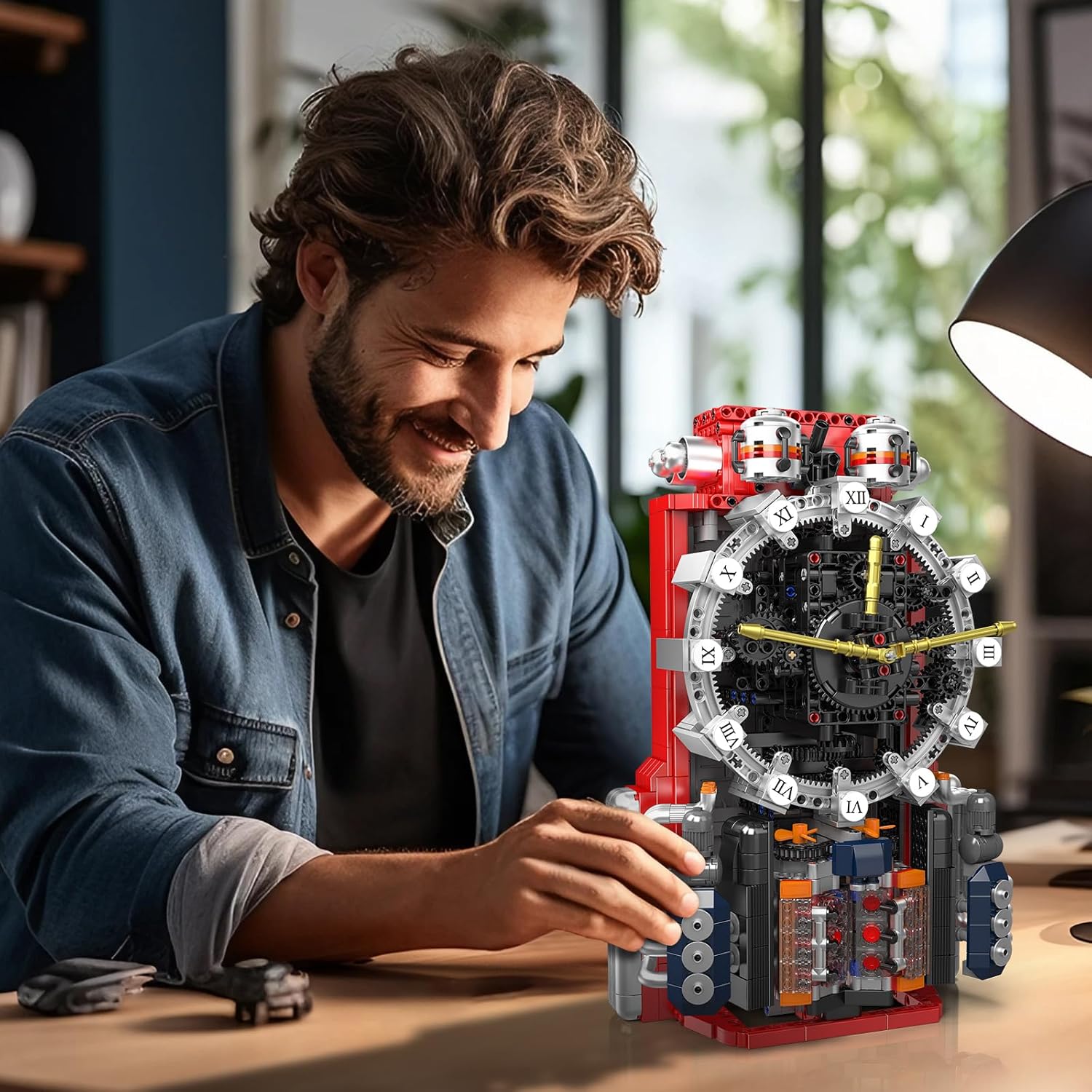Technik Cyberpunk-Uhren Set, 1601 Teile kreative MOC Uhren Modellbausteine für Erwachsene