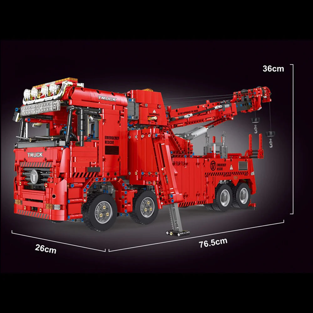 Technik LKW Feuerwehrauto Modell, 4900 Teile Technik Feuerwehr LKW mit Kran, 5 Motoren Bauset Kompatibel mit Lego Technik (Upgrade Version)